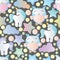 Seamless pattern with owls, unicorn and stars