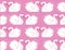 Seamless pattern with a pair of lovers swans and watercolor splashes