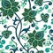 Seamless pattern of paisley floral ornament