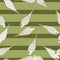 Seamless pattern in pale tones with simple grey parrot silhouettes. Green olive striped background