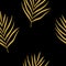 Seamless pattern palm leaves tropics vector gold black background