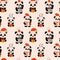 Seamless pattern with Panda with decoration christmas