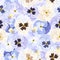 Seamless pattern with pansy flowers.