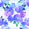 Seamless pattern. Pansy flowers, violets - buds and leaves on a watercolor background. Collage of flowers and leaves. Use printed