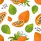 Seamless pattern papaya and flower