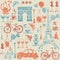 Seamless pattern with Paris / France elements.