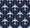 Seamless pattern with passenger airplanes over runway lights