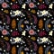 Seamless Pattern with Passionflower and Jasmine Herbs