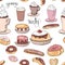 Seamless pattern with pastry.