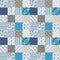 Seamless pattern patchwork nature blue color. Print fabric textile decorative.