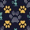 Seamless pattern with patterned paws.