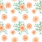 Seamless Pattern with Peach and Orange with English Rose Austin Flower and Eucalyptus Background and Eucalyptus