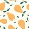 Seamless pattern with pears. Fruits light modern texture on white background. Abstract vector graphic illustration