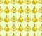 Seamless pattern of pears. Pixel Embroidery. Vector