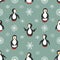 Seamless pattern. Penguins and snowflakes.
