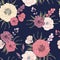 Seamless pattern with peony, dahlia and poppy. Collection decorative floral design elements for wedding invitations and birthday