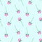 Seamless pattern of peony flower buds on a light blue background. Illustration of felt-tip pens.