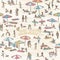 Seamless pattern with people at the beach