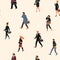 Seamless pattern with people going to work.