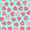 Seamless pattern with peppermint candy stylized as heart symbol.