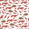 Seamless pattern with Peri peri chili peppers.