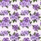 Seamless pattern with Periwinkle or barvinok flowers and leaves on light background