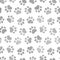 Seamless pattern pet prints. Paw patterns with foil effect. Cute silver marble background. Repeated delicate texture. Glitter patt