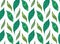 Seamless pattern with petals and folk decoration. Texture with green leaves with tribal ornament on white background. Simple