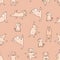 Seamless pattern. pets yoga. Dog yoga - cute puppies doing exercises and standing in asana. Vector on a Pink decorative background