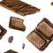 Seamless pattern with pieces of chocolate