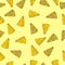 Seamless pattern with pieces of Edam and Cheddar cheese
