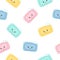 Seamless pattern pieces of solid soap cute happy character. Color illustration on a white background