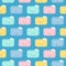 Seamless pattern pieces of solid soap cute happy sleeping character. Color illustration on a blue background. kawaii