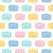 Seamless pattern pieces of solid soap cute sleeping character. Color illustration on a white background.