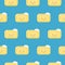 Seamless pattern pieces of solid yellow soap cute happy sleeping character. Color illustration on a blue background. kawaii style