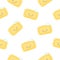 Seamless pattern pieces of solid yellow soap cute happy sleeping character. Color illustration on a white background