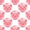 Seamless pattern pig animal face. Funny head muzzle