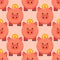 Seamless pattern piggy money bank cartoon pig