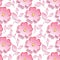 Seamless pattern with pink 3d sakura cutting paper