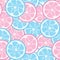 Seamless pattern with pink and blue citrus