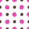 Seamless pattern with pink and brown grunge polka dots