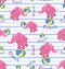 Seamless pattern with pink circus elephant and balls.