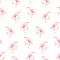 Seamless pattern of pink flamingo drinking cocktail