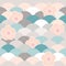 Seamless pattern pink flowers japanese cherry blossoms on gray blue beige white background. Asian simple ornament, oriental style