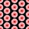 Seamless pattern of pink gerbera on a Black. Germini photo converted into a seamless pattern