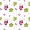 Seamless pattern of pink grapes and leaves