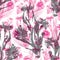 Seamless pattern of pink and grey corn-flowers