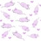 Seamless pattern with pink little mice and hearts