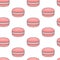 Seamless pattern with pink macaroons. Colorful macarons cake. Fl