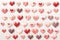 Seamless pattern of pink, red and purple hearts on white background. Mockup for wallpapers, backgrounds, textile